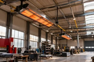 Fabrikada kullanılan seramik plakalı radyant ısıtıcı sistemi